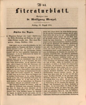 Morgenblatt für gebildete Leser (Morgenblatt für gebildete Stände) Freitag 16. August 1844