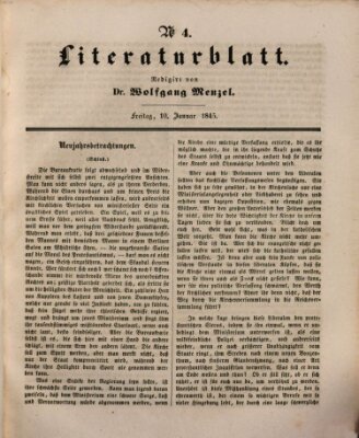 Morgenblatt für gebildete Leser (Morgenblatt für gebildete Stände) Freitag 10. Januar 1845