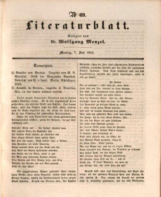Morgenblatt für gebildete Leser (Morgenblatt für gebildete Stände) Montag 7. Juli 1845