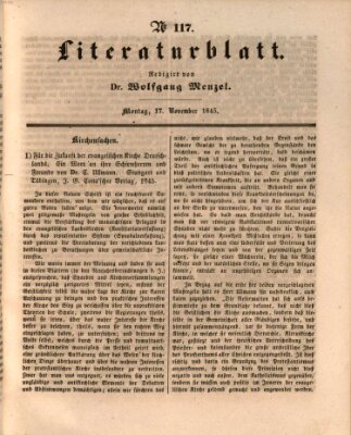 Morgenblatt für gebildete Leser (Morgenblatt für gebildete Stände) Montag 17. November 1845