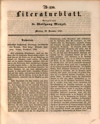 Morgenblatt für gebildete Leser (Morgenblatt für gebildete Stände) Montag 22. Dezember 1845