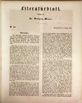 Morgenblatt für gebildete Leser (Morgenblatt für gebildete Stände) Samstag 5. August 1848