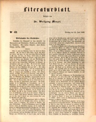 Morgenblatt für gebildete Leser (Morgenblatt für gebildete Stände) Dienstag 12. Juni 1849