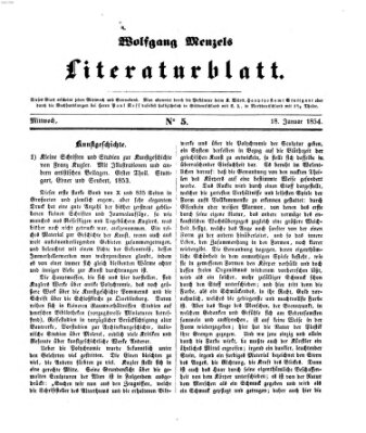 Literaturblatt (Morgenblatt für gebildete Stände) Mittwoch 18. Januar 1854