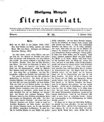 Literaturblatt (Morgenblatt für gebildete Stände) Mittwoch 8. Februar 1854