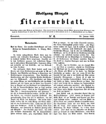 Literaturblatt (Morgenblatt für gebildete Stände) Samstag 20. Januar 1855