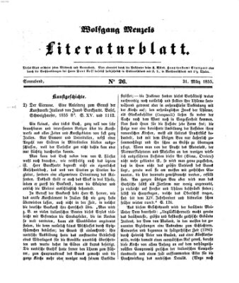 Literaturblatt (Morgenblatt für gebildete Stände) Samstag 31. März 1855