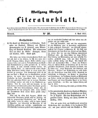 Literaturblatt (Morgenblatt für gebildete Stände) Mittwoch 4. April 1855