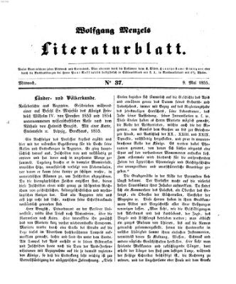 Literaturblatt (Morgenblatt für gebildete Stände) Mittwoch 9. Mai 1855
