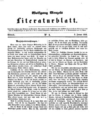 Literaturblatt (Morgenblatt für gebildete Stände) Dienstag 2. Januar 1855