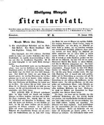 Literaturblatt (Morgenblatt für gebildete Stände) Freitag 26. Januar 1855