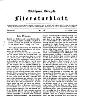 Literaturblatt (Morgenblatt für gebildete Stände) Freitag 9. Februar 1855