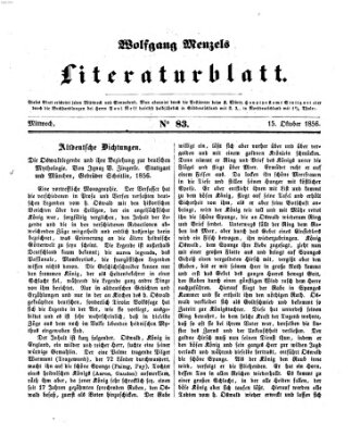Literaturblatt (Morgenblatt für gebildete Stände) Montag 15. Oktober 1855