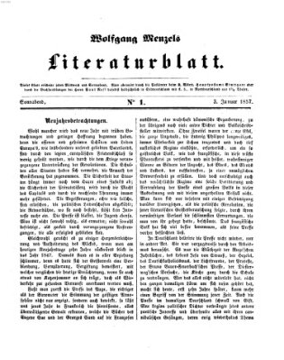 Literaturblatt (Morgenblatt für gebildete Stände) Samstag 3. Januar 1857