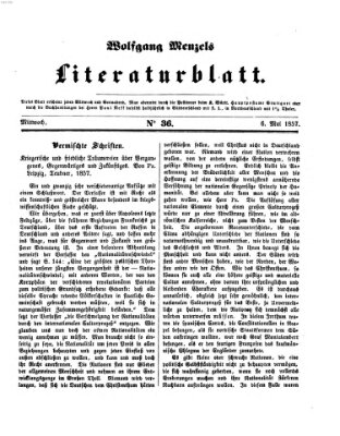 Literaturblatt (Morgenblatt für gebildete Stände) Mittwoch 6. Mai 1857