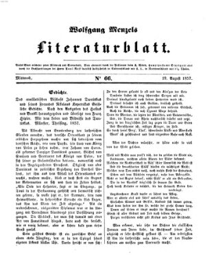 Literaturblatt (Morgenblatt für gebildete Stände) Mittwoch 19. August 1857