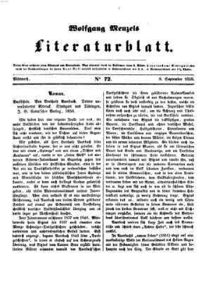 Literaturblatt (Morgenblatt für gebildete Stände) Mittwoch 8. September 1858