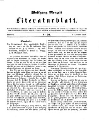 Literaturblatt (Morgenblatt für gebildete Stände) Mittwoch 8. Dezember 1858