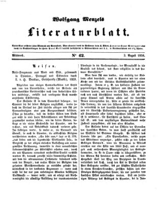 Literaturblatt (Morgenblatt für gebildete Stände) Mittwoch 3. August 1859