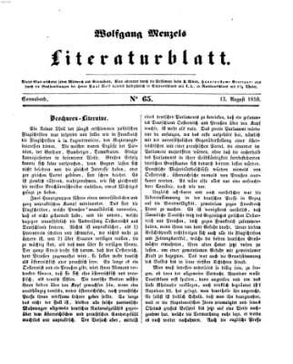 Literaturblatt (Morgenblatt für gebildete Stände) Samstag 13. August 1859