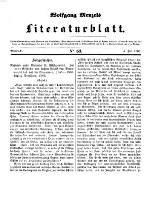 Literaturblatt (Morgenblatt für gebildete Stände) Mittwoch 4. Juli 1860