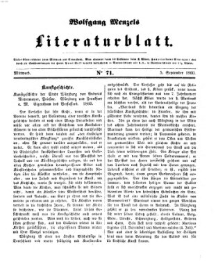 Literaturblatt (Morgenblatt für gebildete Stände) Mittwoch 5. September 1860