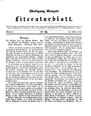 Literaturblatt (Morgenblatt für gebildete Stände) Mittwoch 24. Oktober 1860