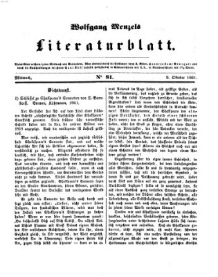 Literaturblatt (Morgenblatt für gebildete Stände) Mittwoch 9. Oktober 1861