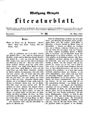 Literaturblatt (Morgenblatt für gebildete Stände) Samstag 29. März 1862