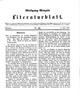 Literaturblatt (Morgenblatt für gebildete Stände) Mittwoch 4. Juni 1862