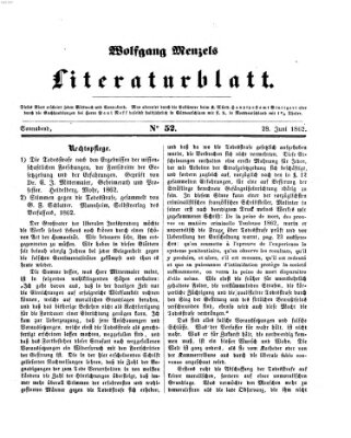 Literaturblatt (Morgenblatt für gebildete Stände) Samstag 28. Juni 1862