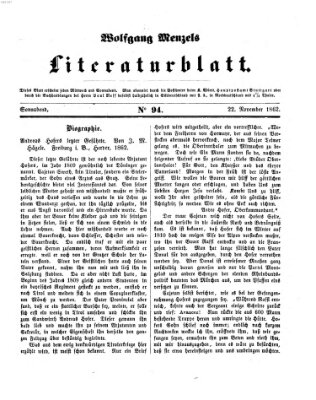 Literaturblatt (Morgenblatt für gebildete Stände) Samstag 22. November 1862