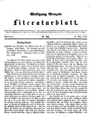 Literaturblatt (Morgenblatt für gebildete Stände) Samstag 14. März 1863