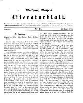 Literaturblatt (Morgenblatt für gebildete Stände) Mittwoch 26. August 1863