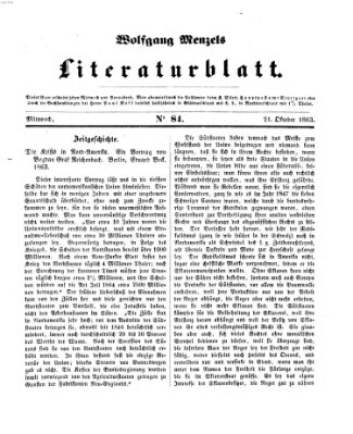 Literaturblatt (Morgenblatt für gebildete Stände) Mittwoch 21. Oktober 1863