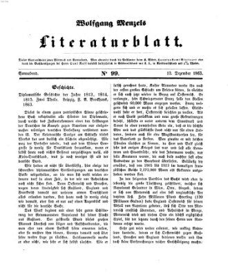 Literaturblatt (Morgenblatt für gebildete Stände) Samstag 12. Dezember 1863