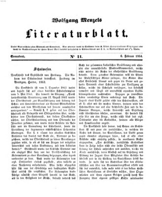 Literaturblatt (Morgenblatt für gebildete Stände) Samstag 6. Februar 1864