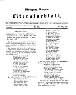 Literaturblatt (Morgenblatt für gebildete Stände) Mittwoch 29. März 1865