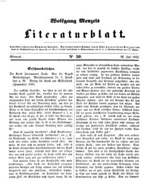 Literaturblatt (Morgenblatt für gebildete Stände) Mittwoch 26. Juli 1865
