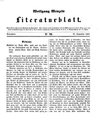 Literaturblatt (Morgenblatt für gebildete Stände) Samstag 23. September 1865