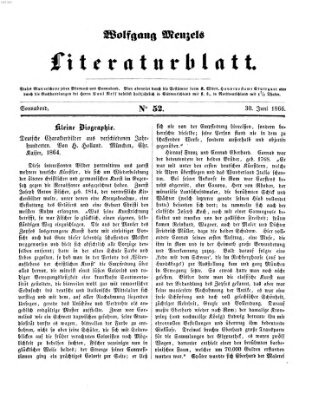Literaturblatt (Morgenblatt für gebildete Stände) Samstag 30. Juni 1866