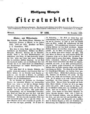Literaturblatt (Morgenblatt für gebildete Stände) Mittwoch 26. Dezember 1866