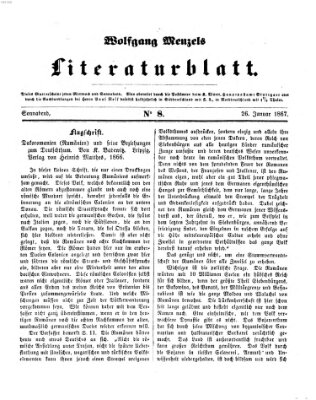 Literaturblatt (Morgenblatt für gebildete Stände) Samstag 26. Januar 1867