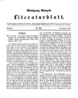 Literaturblatt (Morgenblatt für gebildete Stände) Mittwoch 30. Oktober 1867