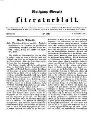 Literaturblatt (Morgenblatt für gebildete Stände) Samstag 2. November 1867
