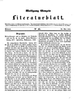 Literaturblatt (Morgenblatt für gebildete Stände) Mittwoch 20. Mai 1868