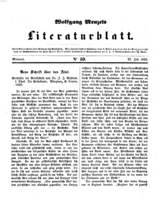 Literaturblatt (Morgenblatt für gebildete Stände) Mittwoch 22. Juli 1868