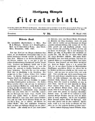 Literaturblatt (Morgenblatt für gebildete Stände) Samstag 29. August 1868