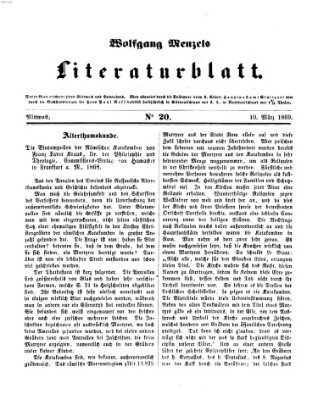 Literaturblatt (Morgenblatt für gebildete Stände) Mittwoch 10. März 1869