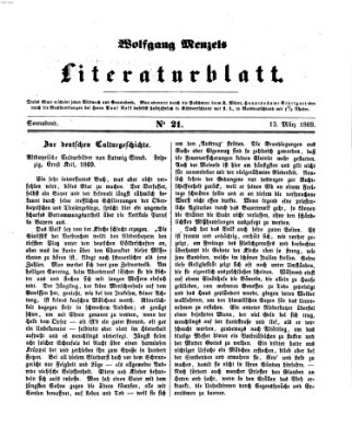 Literaturblatt (Morgenblatt für gebildete Stände) Samstag 13. März 1869